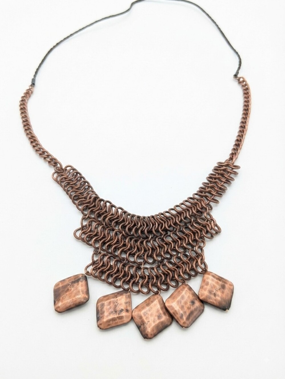 Handcrafted Copper Tone Chainmail Statement Necklace - Women Jewelry
